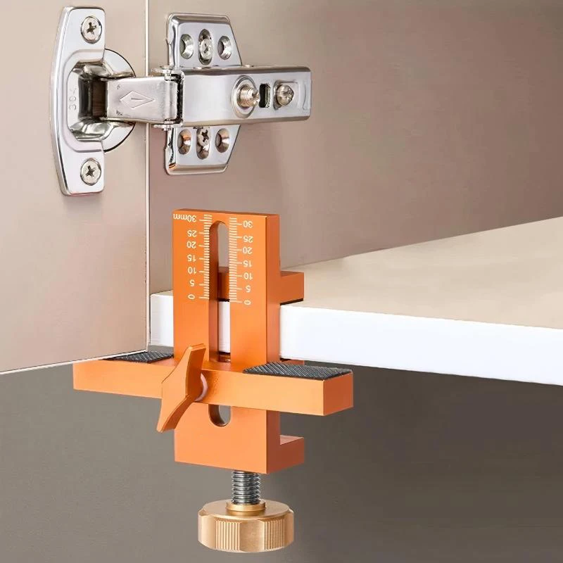 Gabarito de montagem de porta de armário, com braço e braçadeira de suporte, ferramenta de corpo de liga de alumínio para instalação de armários com moldura frontal ou sem moldura