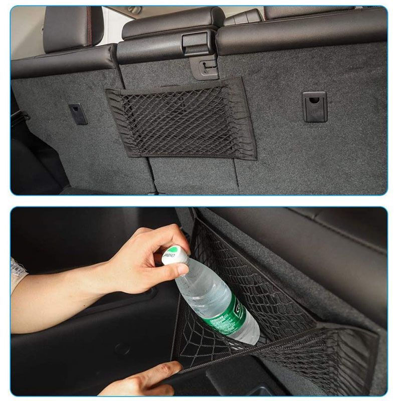 Car Trunk Mesh Organizer Universal Velcro Storage Pocket Vehicle Elastic Storage Bag Automotive Mesh Interior Accessories