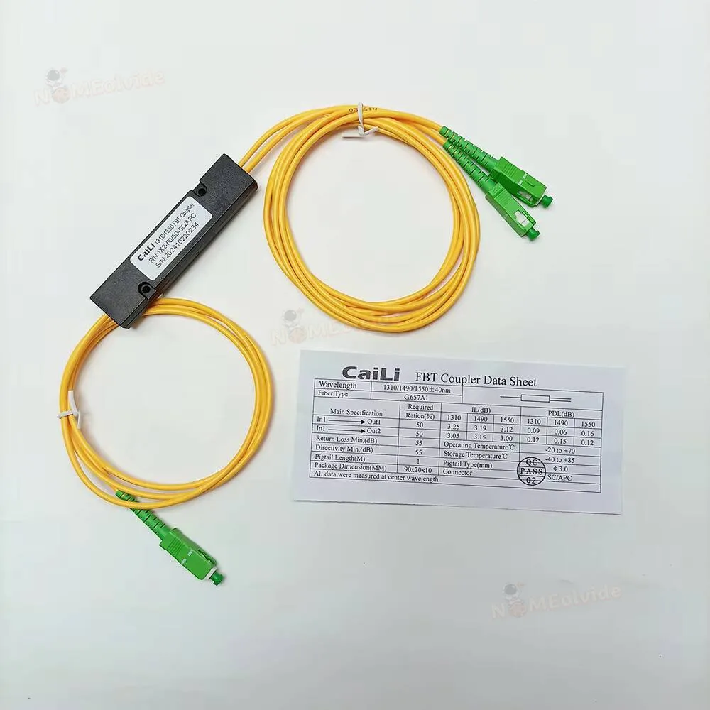 SC APC/UPC 1X2 FBT Cable de fibra óptica manga tipo cónico divisor ordenador 1 punto 2 caja divisora de fibra óptica cónica 1 a 2