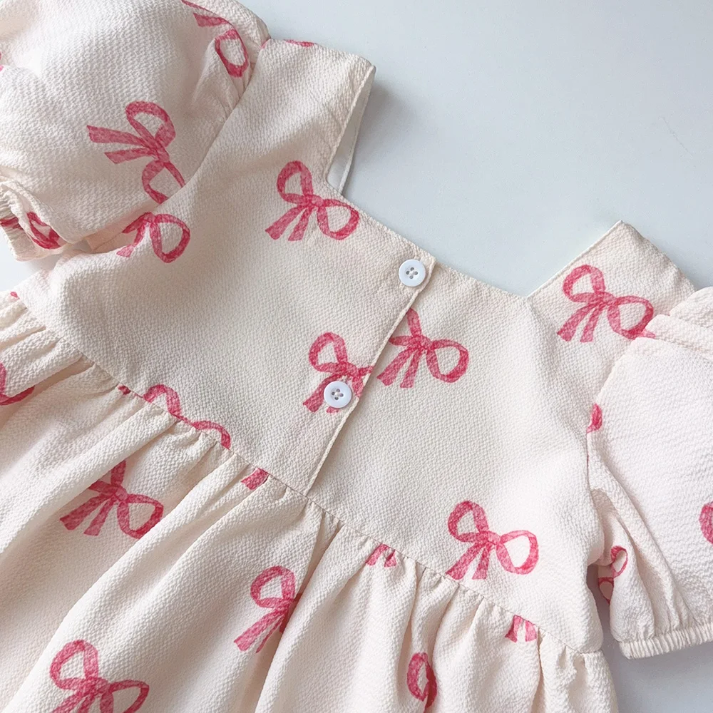 Bear Leader – vêtements d'été à manches courtes pour filles, robes décontractées imprimées avec nœud, vêtements doux et mignons pour enfants de 3 à 7 ans, nouvelle collection