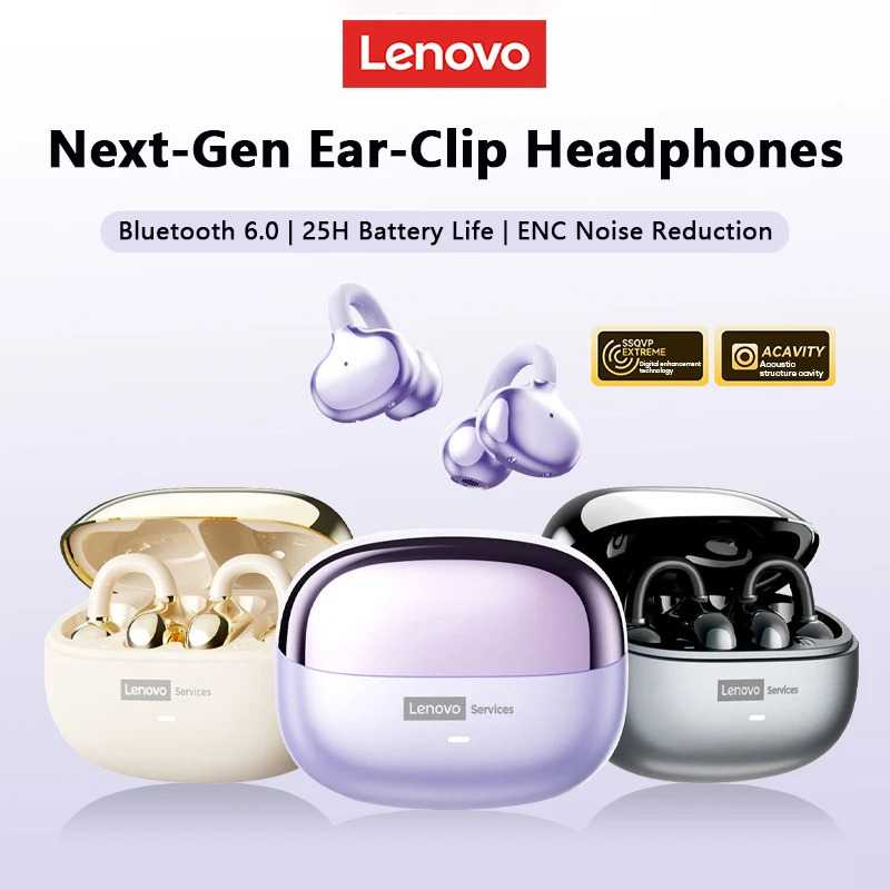 Lenovo LE302 Беспроводная Bluetooth 6.0 Гарнитура с длительным сроком службы батареи Спортивные наушники с зажимом для ушей HIFI Стереонаушники с шумоподавлением