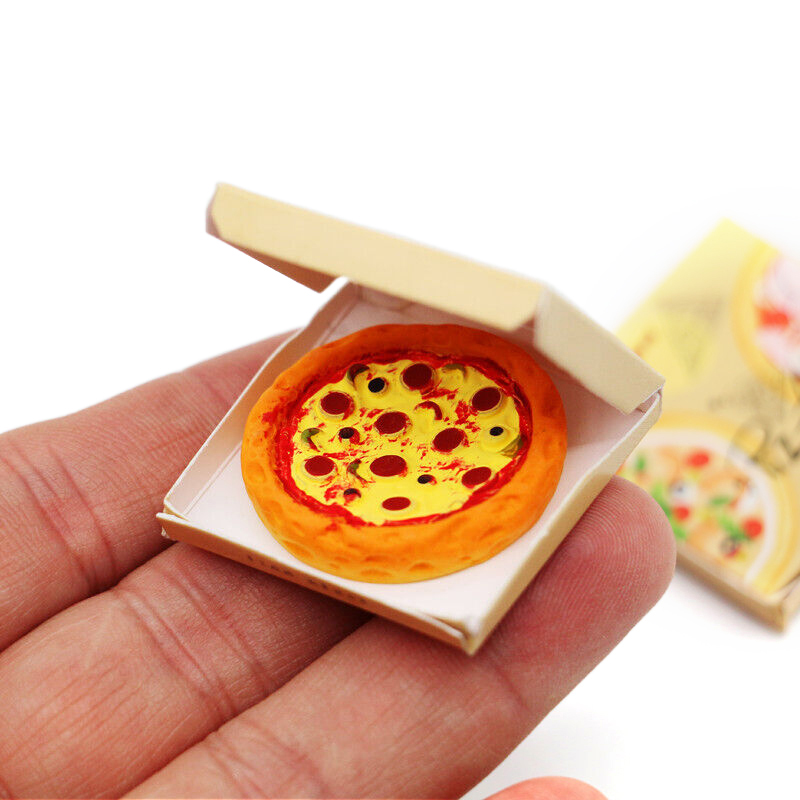 1 セット 1:12 ドールハウスミニチュアピザ梱包箱モデルキッチン食品装飾おもちゃドールハウスアクセサリー子供ふり遊びおもちゃ
