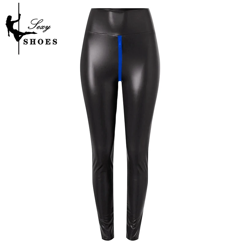 High Stretch Matte Tight Pants Large Size Open Crotch Shorts Pants Women Exotic Bodycon Trousers Wetlook Slim Custom Zipper