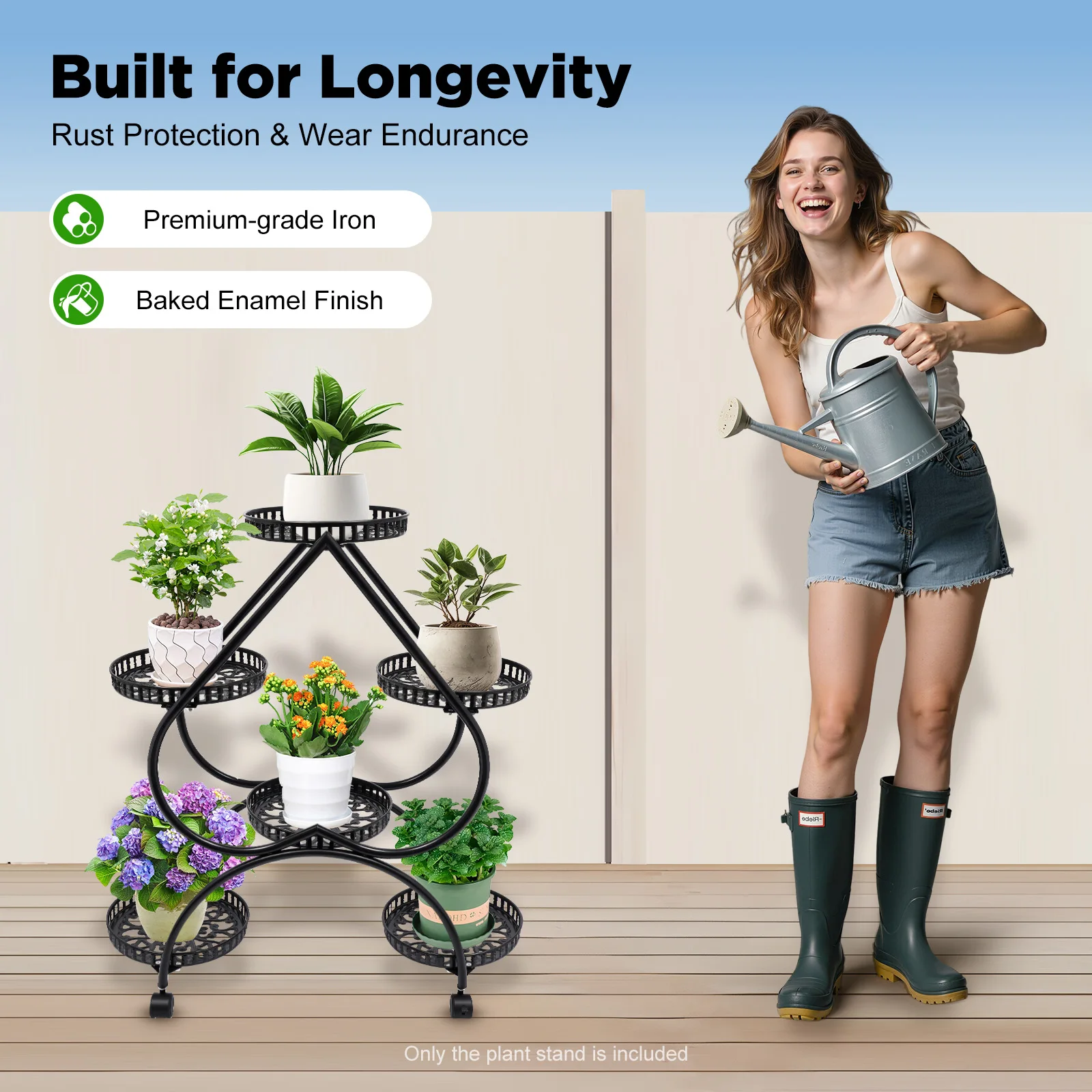 Herzförmiger Blumentopfständer – elegantes Design, 6 Tabletts für einfaches Pflanzen, versetztes Layout zur Verschönerung Ihres Weltraums