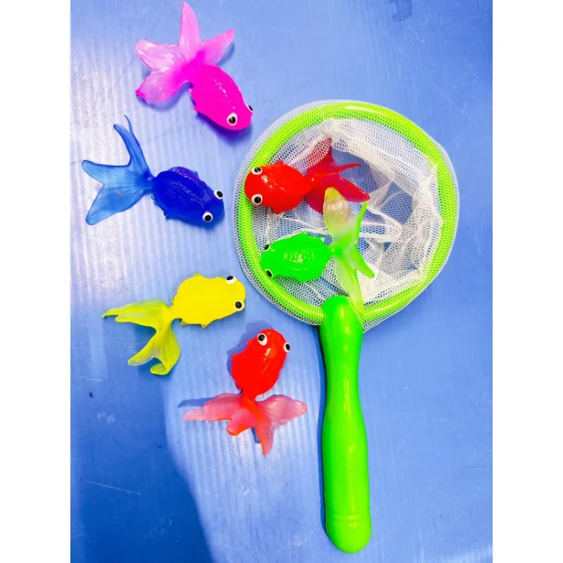 Banheira infantil natação flutuante simulação peixinho dourado modelo de borracha macia vida marinha quebra-cabeça de água pai-filho brinquedo presente