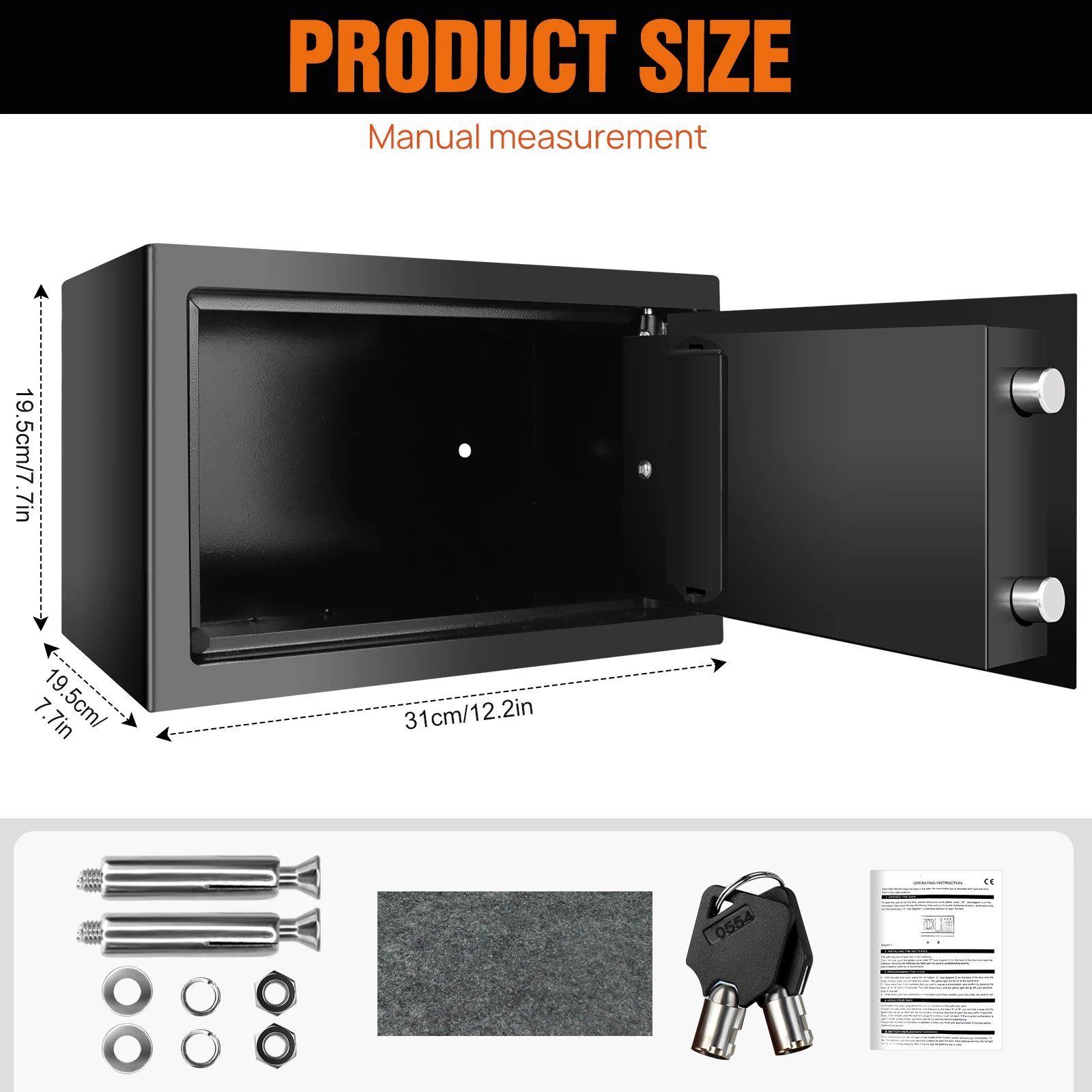 Schwarzer digital Safe Wertsachen Documentensicherheit Safe Elektronische Keyboard with Backup-Key Wall Mount Boden