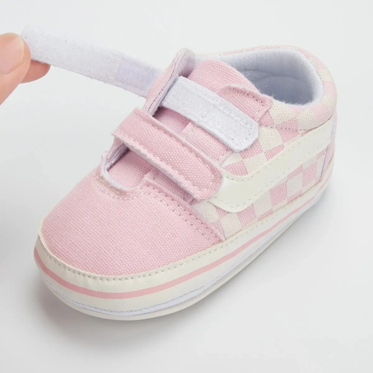Meckior Unisex Canvas Sneakers, antiderrapante, sola de borracha, listras xadrez, primeiros caminhantes, infantil, menino, menina, casual