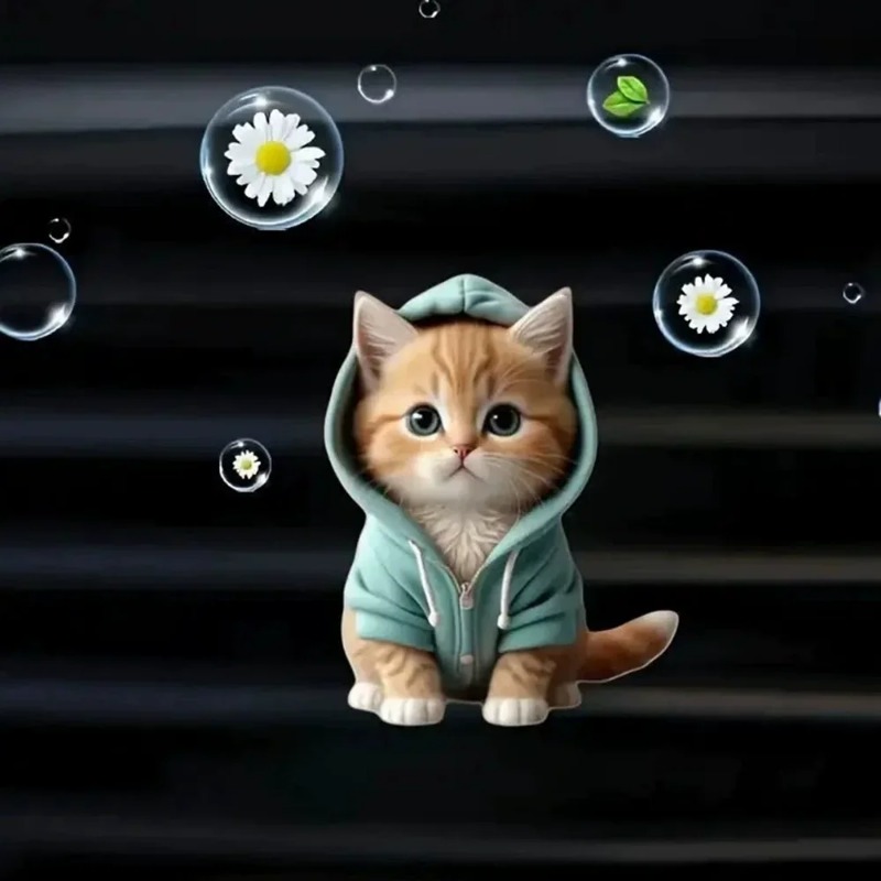 1PC Hoodie Kitten Finished Ventilating Clip Car Decoration Aromatreatment Acrylic Accessories