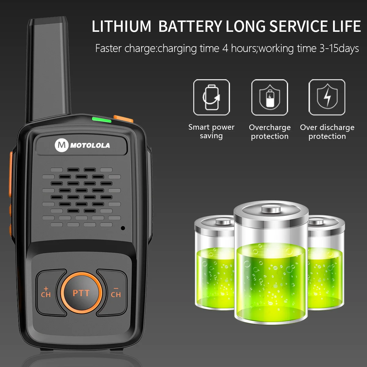 Motolola Mini-Walkie-Talkie, 16 Kanäle, professionell, MT-N1, UHF, 400–470 MHz, unterstützt USB-Aufladung, passend zu Baofeng-Funkgerät