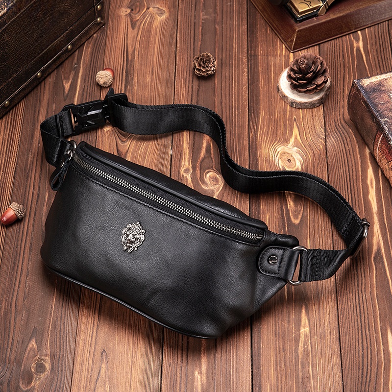 Bolsa de Peito Masculina Esportiva em Couro de Camurça Multifuncional para Esportes e Viagens