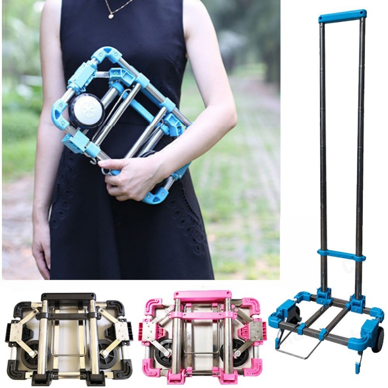 Carrinho de mão leve dobrável multiuso dobrável porta-bagagens alça retrátil rodas carrinho de viagem de compras de supermercado