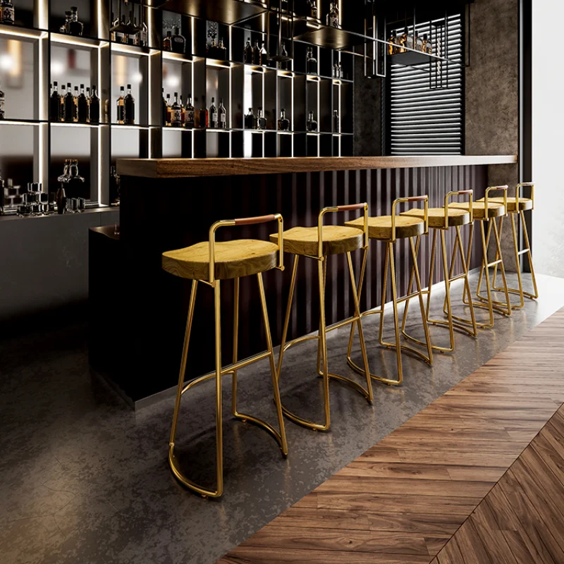 Mostrador de madera moderno, asientos altos, sillas de Bar de lujo, muebles de recepción para exteriores, muebles Barra Cocina