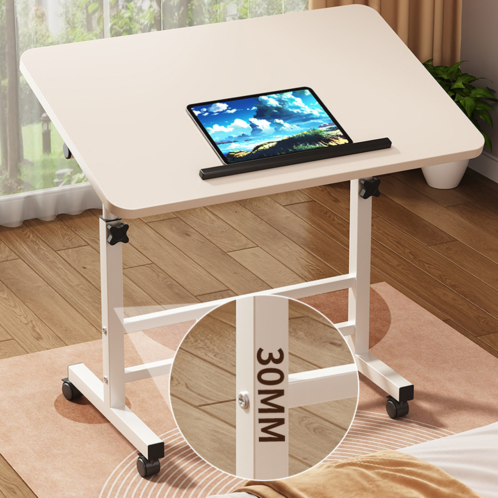 Mobiel sta-bureau met wielen Klein computerbureau In hoogte verstelbaar Laptopbureau Witte staande tafel Thuiskantoorbureaus