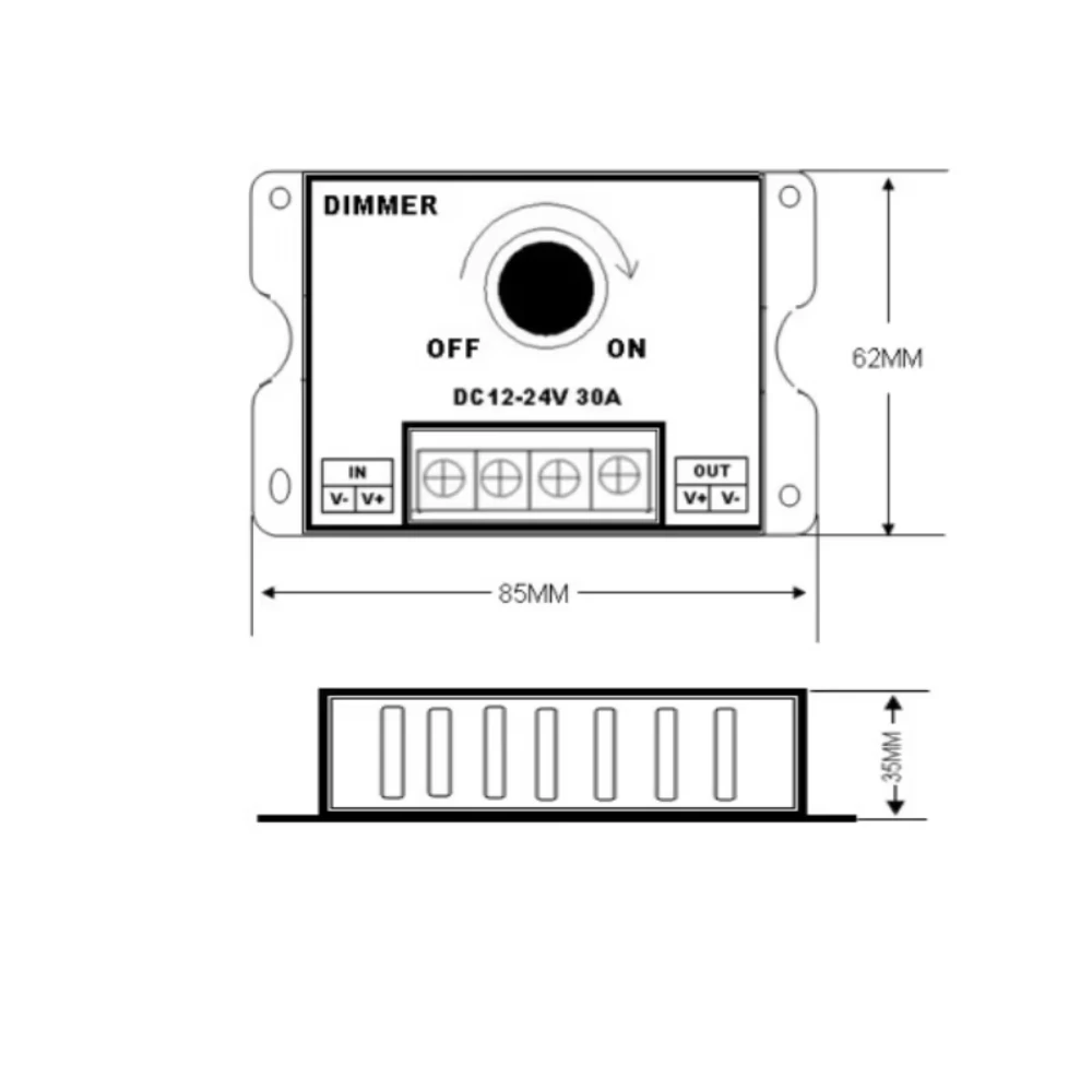 Ściemniacz LED DC 12V 24V 8A/30A Regulator Jasności do Samochodu Kampera Jednokolorowych Taśm LED Ściemnianie LED