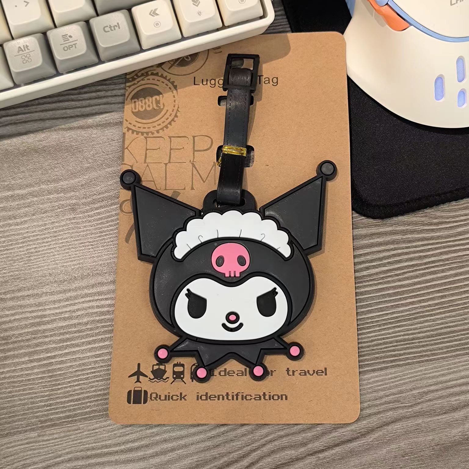 Etiqueta de equipaje de PVC con dibujos animados Kuromi, accesorios de viaje, etiqueta portátil para maleta