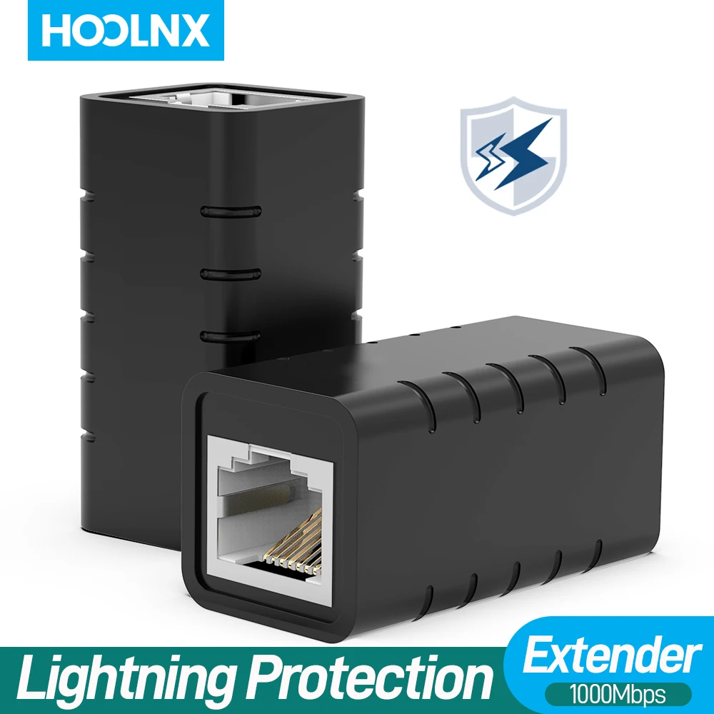 Hoolnx Lan Extender RJ45 соединитель молниезащита Cat7 Cat6 Cat5e 1 Гбит/с Ethernet-кабель удлинитель адаптер «мама-мама»
