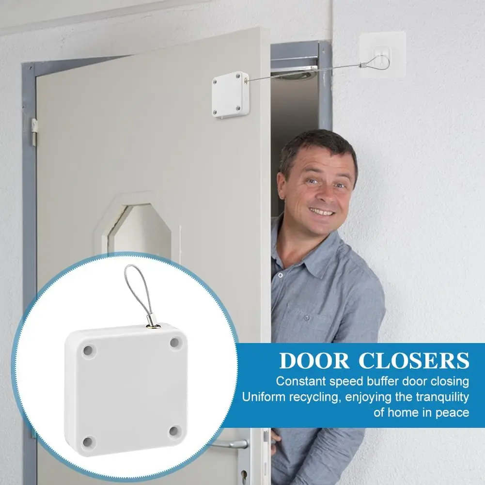 Fecho de porta com sensor automático sem perfuração, superfície ajustável, suporte de parada de porta, cabo de tração, mais próximo de porta para comercial residencial