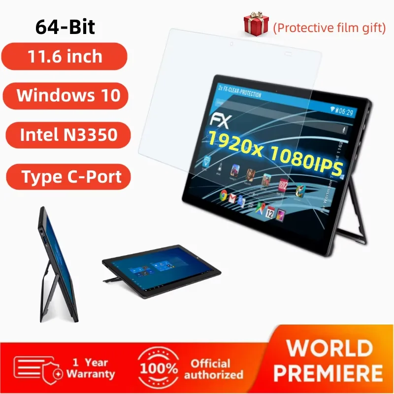 PAD1162 11,6" Winodws 10 Tablet PC Intel Celeron Prozessor N3350 1920x1080 Pixel 4GB DDR3-RAM 64GB eMMC ROM 6000mAh 2 x USB 3.0