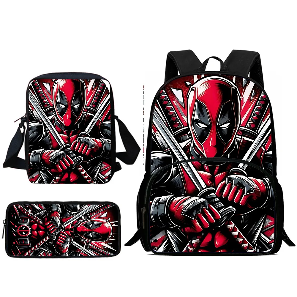 Deadpools Heroes キッズバックパック、ショルダーバッグ、ペンケース、男の子と女の子のための大容量スクールバックパック、最高のギフト