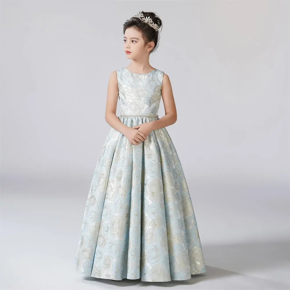 Dideyttawl ที่กําหนดเอง O-คอชุดสําหรับสาว A-Line Rose รูปแบบดอกไม้สาวชุดเดรสแขนกุดเด็กวันเกิดอย่างเป็นทางการชุดเจ้าหญิง