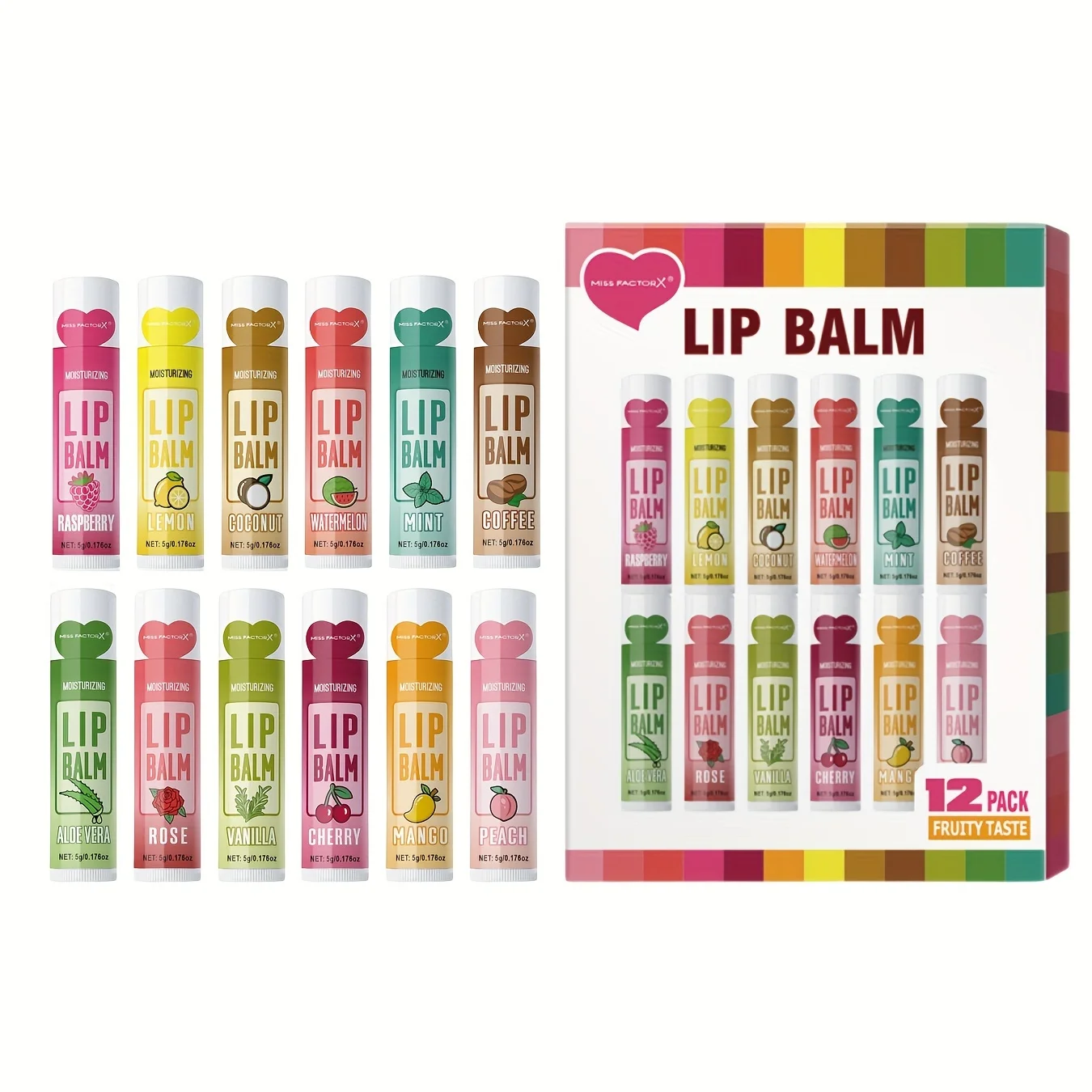 12 ชิ้น/ของขวัญชุดลิปบาล์ม 5 กรัม Deep Moisturizing และ Long-Lasting Moisturizing Exfoliating เพื่อสร้างริมฝีปากที่ชุ่มชื้น