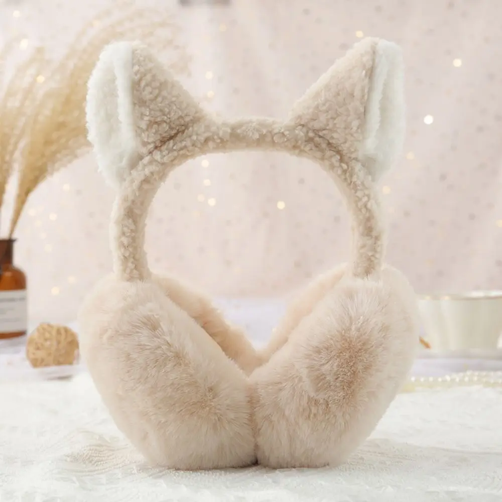 Cache-oreilles de chat mignon pour femmes et filles, cache-oreilles en fourrure, cache-oreilles en peluche douce, joli animal, chaud, extérieur, sourire, hiver