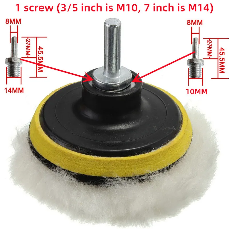 3/5/7 pollici CarPolishing Disc 8 Pz/set Autoadesiva Lucidatura Ceretta Spugna Ruota di Lana Tampone di Lucidatura Per Auto Lucidatore Trapano Adattatore