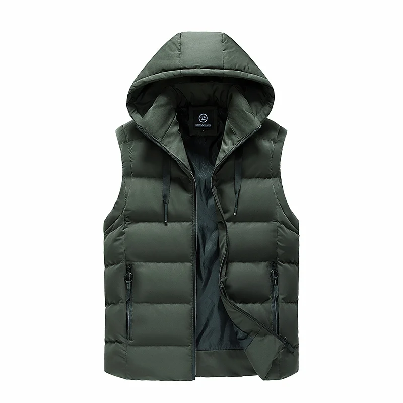 Colete com capuz à prova de vento pescoço calor prático usar design simples cor sólida moda estilo multiuso tecido casaco confortável