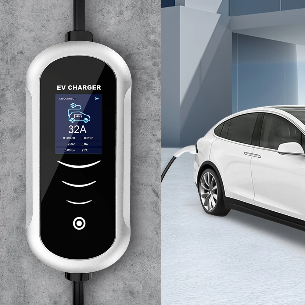 IPENGEN ポータブル EV 充電器ウォールボックス Type2 ケーブル 32A 7KW CEE プラグ EVSE Type1 充電ボックス j1772 アダプター電気自動車車用