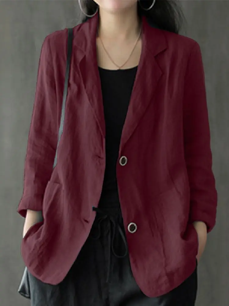 Elegante Feste Blazer Frauen Herbst Mäntel ZANZEA 2023 Casual Langarm Single Button Mäntel Weibliche Revers Outwears Übergroßen