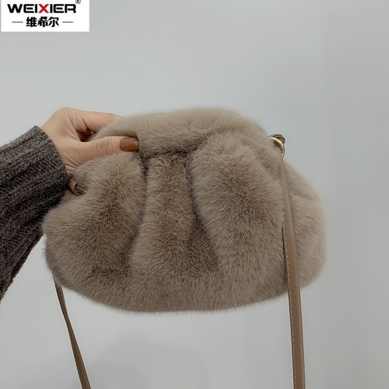 ฤดูหนาว Plush Cloud สำหรับแบรนด์หรูผู้หญิงฤดูหนาว Faux Fur กระเป๋าแฟชั่น Mink Fur Crossbody กระเป๋าสุภาพสตรี bags가방