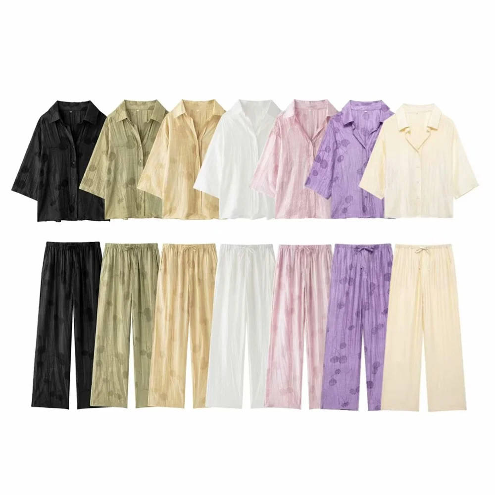 Herbst neue frauen modische beiläufige lose kragen langarm hemd jacke hohe taille breite bein hosen set