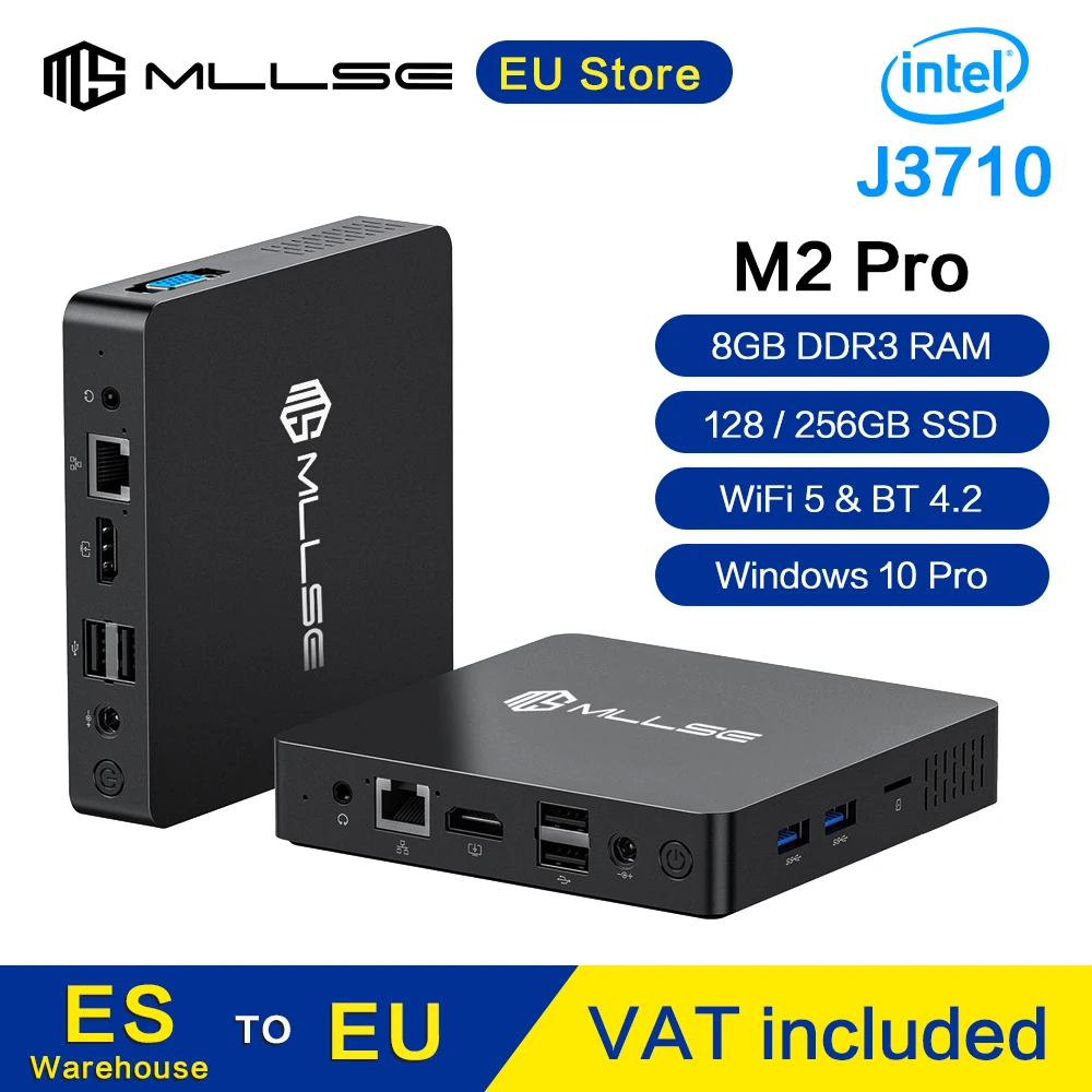 MLLSE M2 Pro Mini PC Intel J3710 CPU 8GB RAM 256GB SSD WiFi5 BT4.2 Windows 10 Mini Computer Desktop