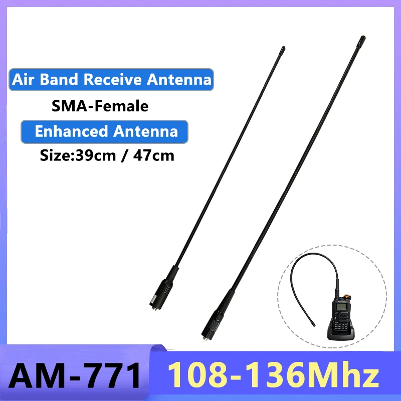 Antena de banda de aviação aérea AM-771 108-136Mhz para Quansheng UVK5 UVK6 UV5R Plus Baofeng UVK5M Radtel Rt-490 Rt-68 4b Walkie Talkie