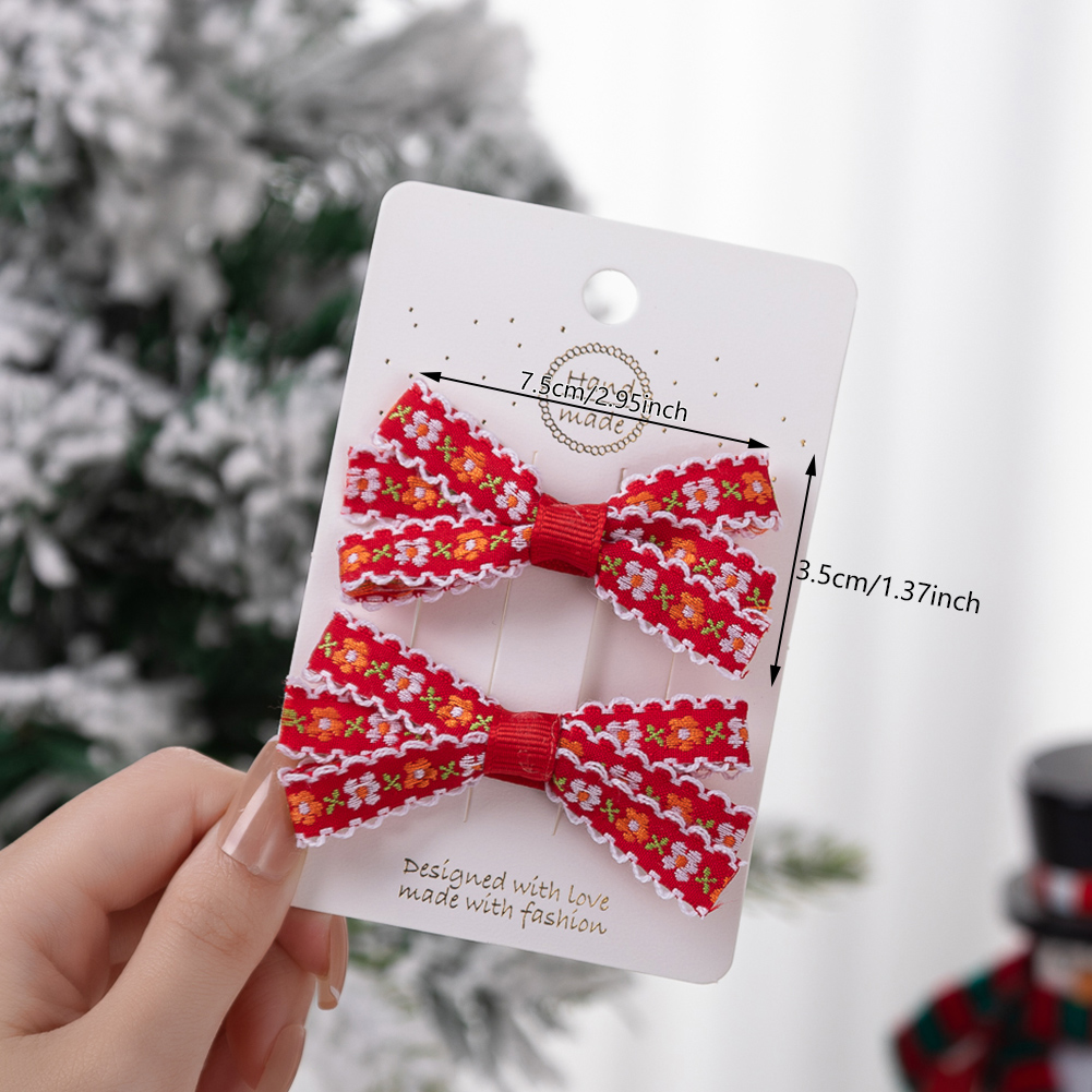 2 pçs/set natal bebê meninas grampos de cabelo fita flor árvore floco de neve resina arcos de cabelo festa de dança de natal grampos de cabelo