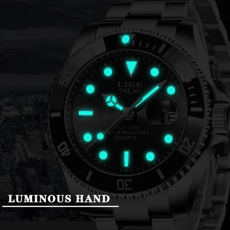 LIGE-reloj analógico de cuarzo para hombre, accesorio de pulsera resistente al agua con cronógrafo, complemento masculino de marca de lujo con diseño moderno y estilo informal, perfecto para negocios