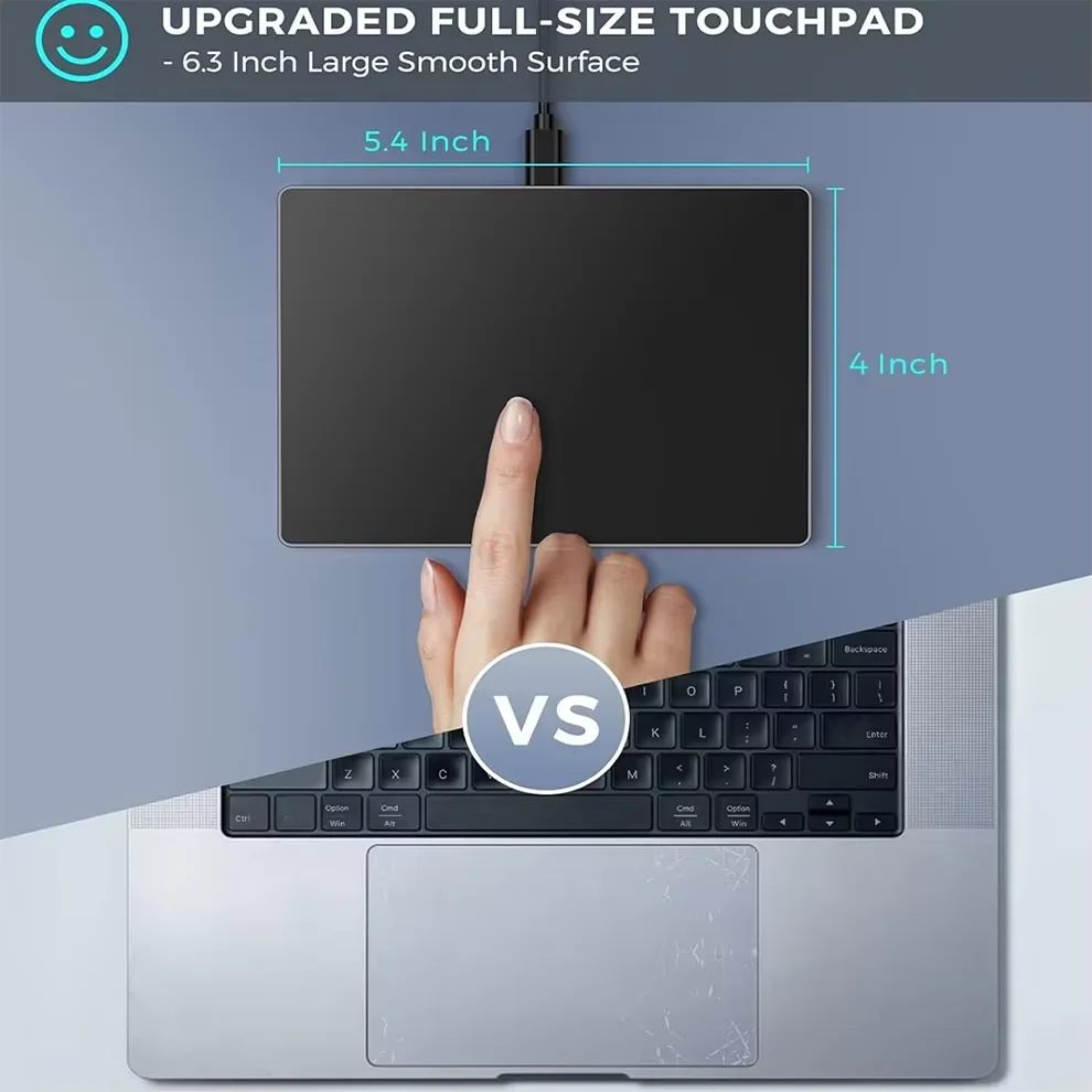 Jomaa Wired Trackpad Muti-Touch, Touchpad mit hochpräzisem USB-Touchpad für Windows 7/10/11 Laptop Notebook PC Computer, Schwarz