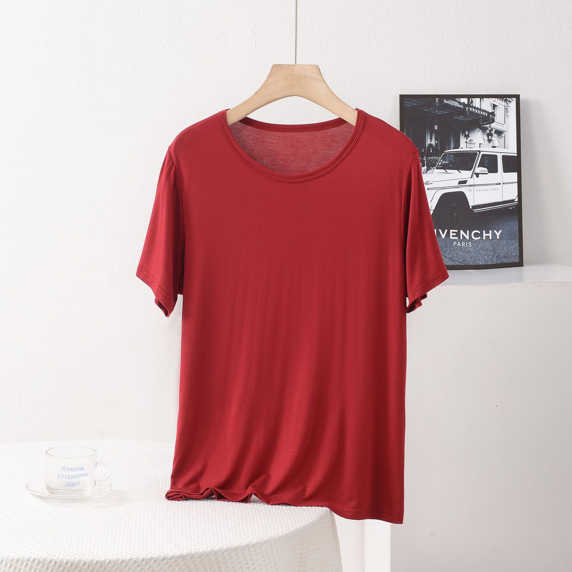 XL bis 8XL Plus Größe Locker sitzendes Modal T-Shirt O-Ausschnitt Kurzarm T-Shirts Sommer Damen dünne T-Shirts Basisschicht Top alle passenden