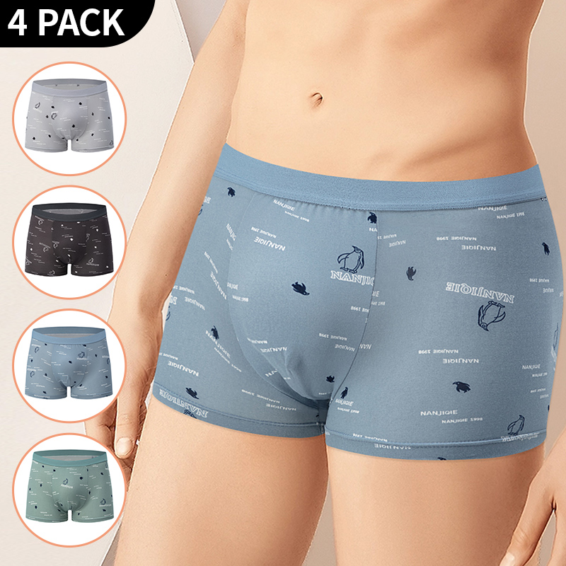 4-delige set casual en modieuze herenboxershorts met print, ondergoed in grote maat, comfortabele sportshorts voor tieners