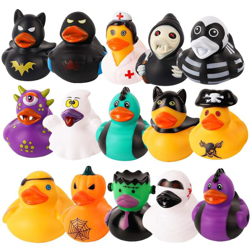 15 stücke Halloween-Gummi enten lustige Halloween-themen orientierte Gummi enten buntes niedliches Enten bades pielzeug für Kinder-Halloween-Party dekoration