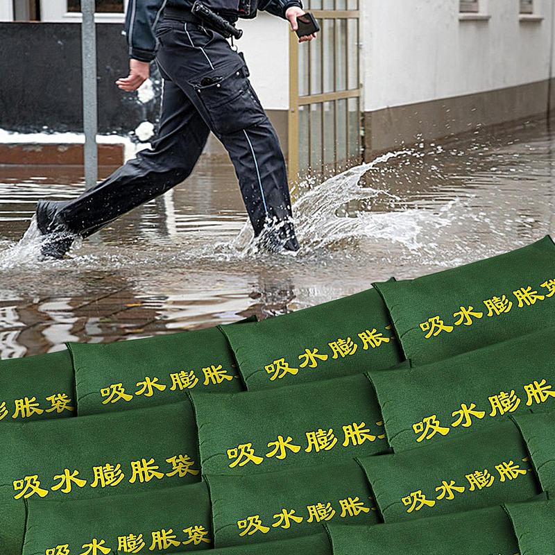 น้ําเปิดใช้งานน้ําท่วม 5X Water Barrier Reusable Sandless Sandbag ดูดซับน้ําท่วม Dam กระเป๋าสําหรับโรงรถบ้านประตูชั้นใต้ดิน