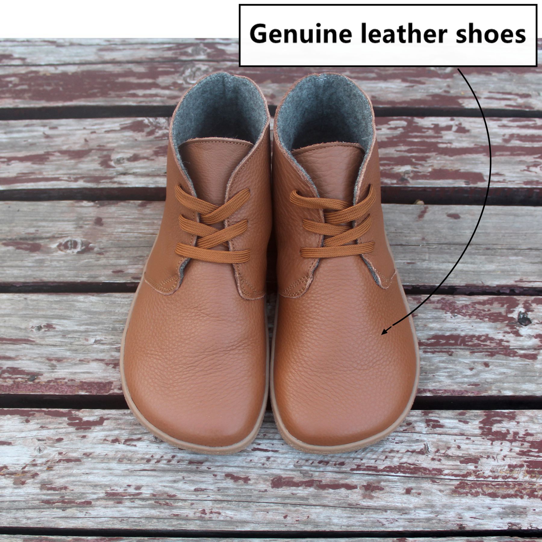 Botas de cuero descalzas con forro de lana en el interior para mujer hombre Zero Drop Wider Toes Box