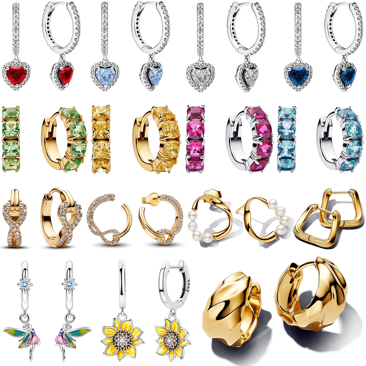 Prachtige kleurrijke hart oorbellen 925 sterling zilver rood roze ronde sprankelende oorbellen dames Valentijnsdag fijne sieraden geschenken