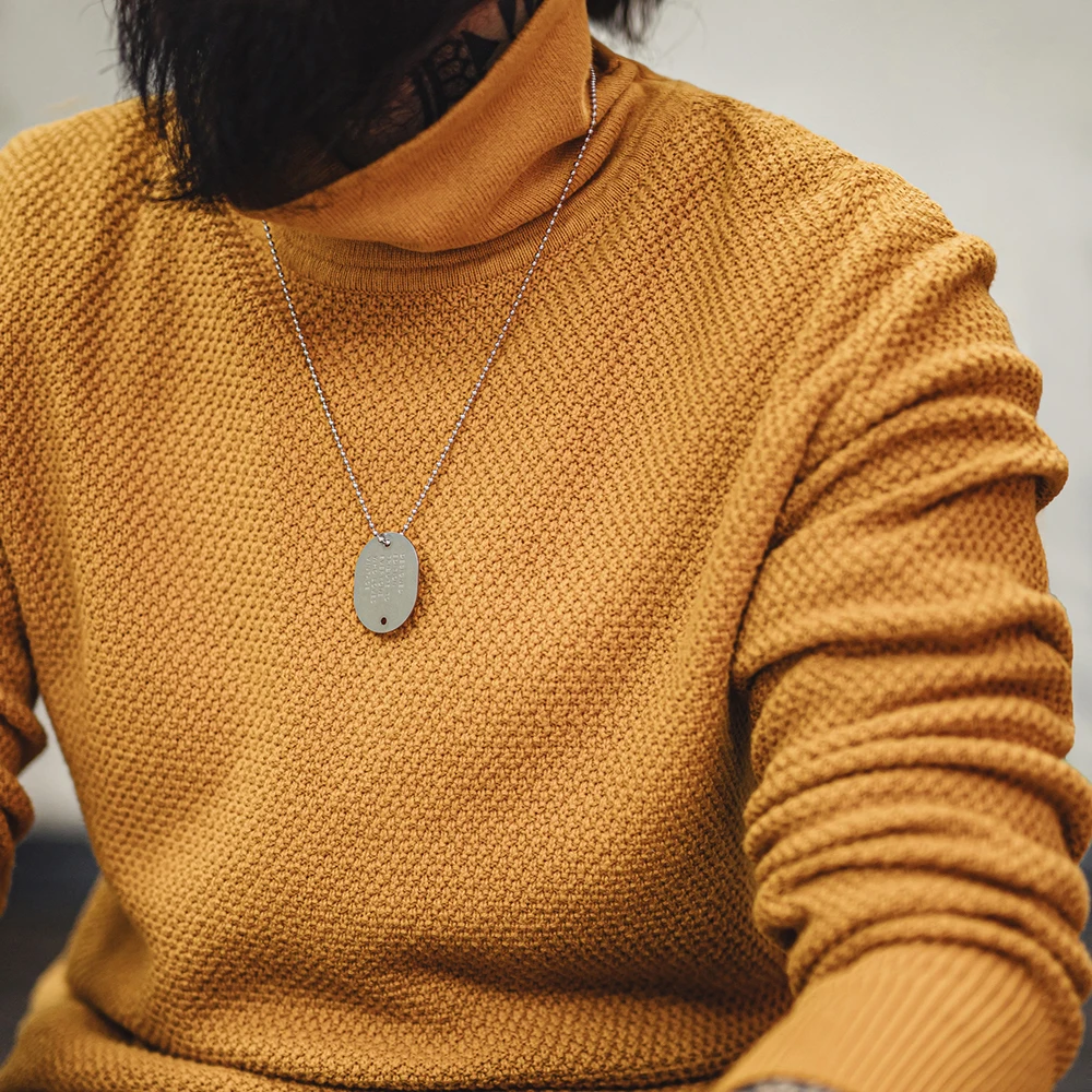 Maden ใหม่ Vintage ครึ่ง - เสื้อคอเต่าถักเสื้อกันหนาวสีเหลือง Base Layer Pullover สวมใส่ด้านในที่อบอุ่นสําหรับชายฤดูใบไม้ร่วงและฤดูหนาว