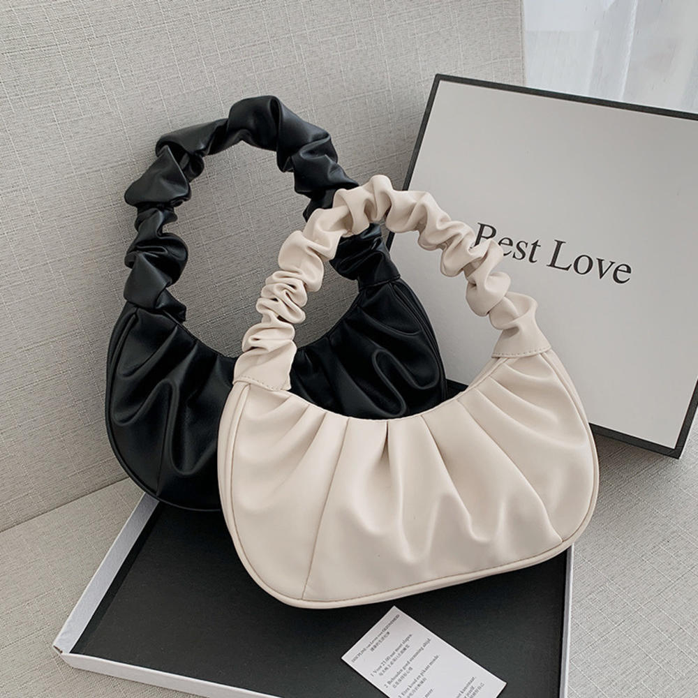 女性用プリーツPUクラウドハンドバッグ、レジャー用バッグ、ショッピングショルダーバッグ、女性用餃子ハンドバッグ、ファッション、2022