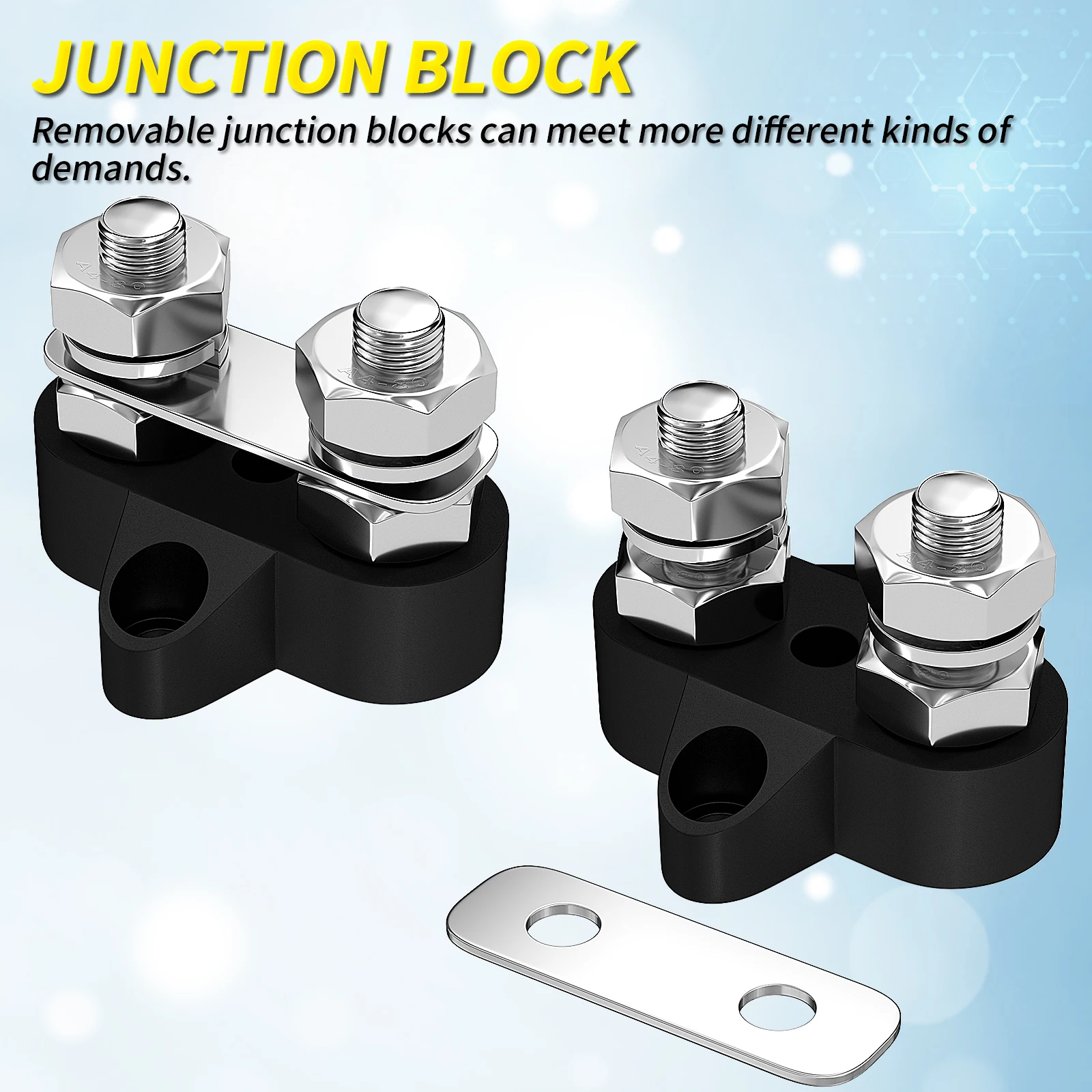 DaierTek 5/16 インチ端子台スタッド M8 48V ジャンクションブロックバスバー絶縁デュアル配電スタッド正負 RV