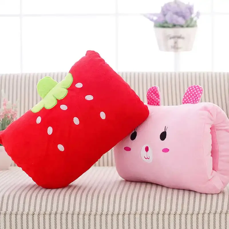 Almohada calentadora de manos de dibujos animados, Animal relleno suave, regalo creativo para niños, cojín para siesta, calentador de manos, almohada para el cuello de viaje