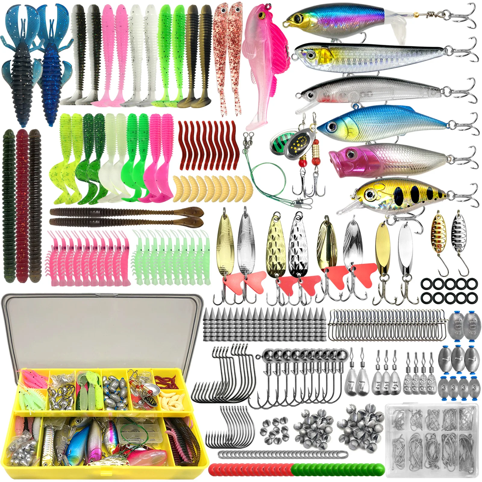 Kit da Pesca con Esche Artificiali 83/133/193/239/409 pezzi per Trota/Luccio/Persico - Set Multistrato con Attreaturazz Professionale e Scatola Attrezzi Tattica