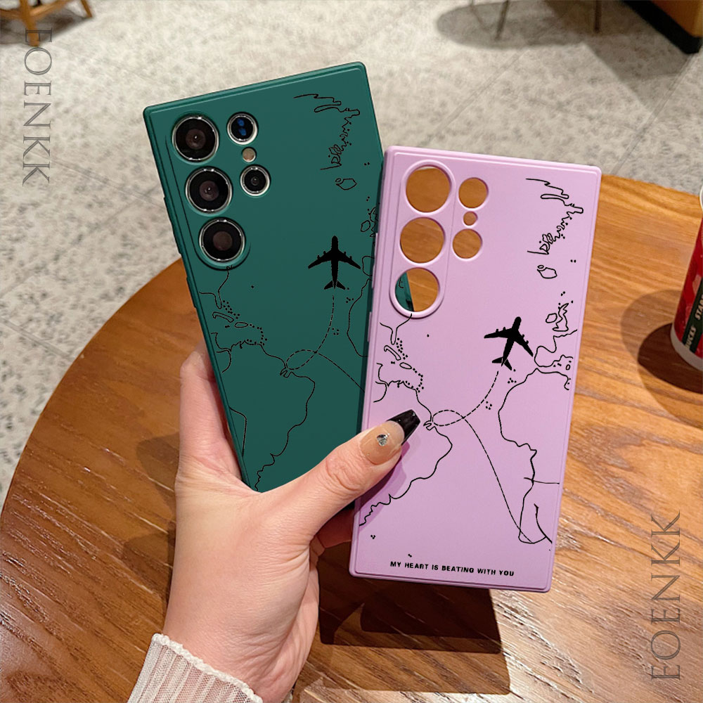 Funda de teléfono de gel de sílice para Samsung Galaxy, S25, S24 Ultra, S23, S22, S21, S20, Ultra FE Plus, Note 10, 20 Lite, ruta de avión