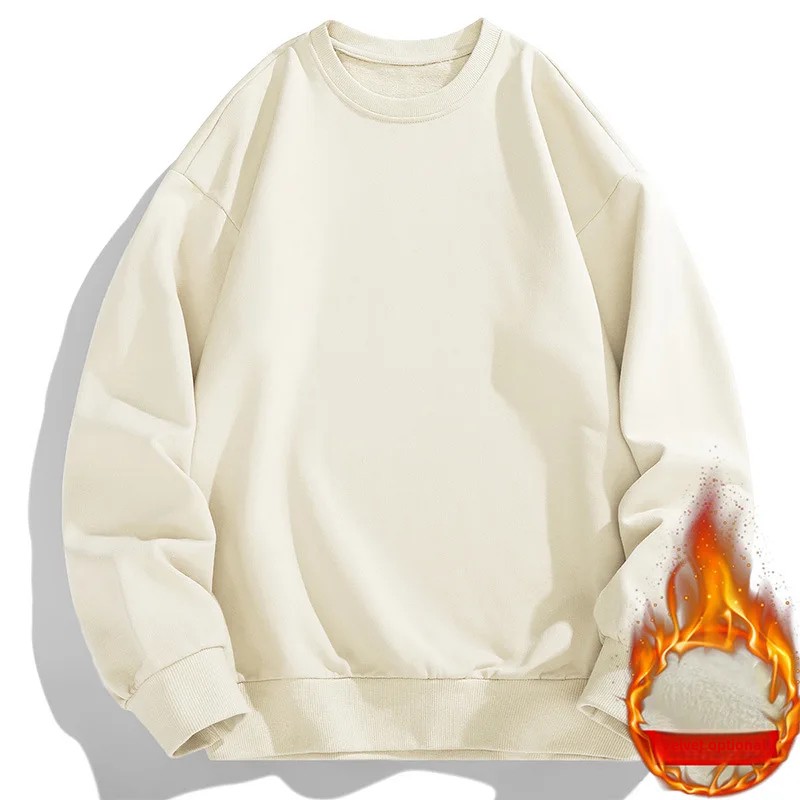 Camisola de veludo com gola redonda para homens e mulheres solta e casual, grossa e monocromática, versão pública, nova, outono e inverno, 2023